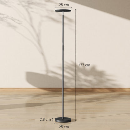 HOMCOM RGB Uplighter Floor Lamp, Tall Dimmable Standing Lamp with Remote & Touch Control, 350° Rotatable Head for Living Room Bedroom, 2700K-6000K Colour Temperatures, Black