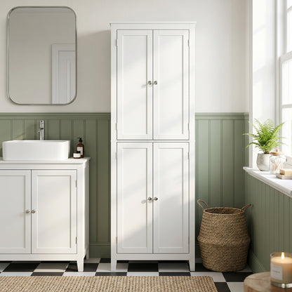 HOMCOM 170 cm Tall Bathroom Storage Cabinet, Freestanding Narrow Bathroom Cabinet with Adjustable Shelves for Laundry Room