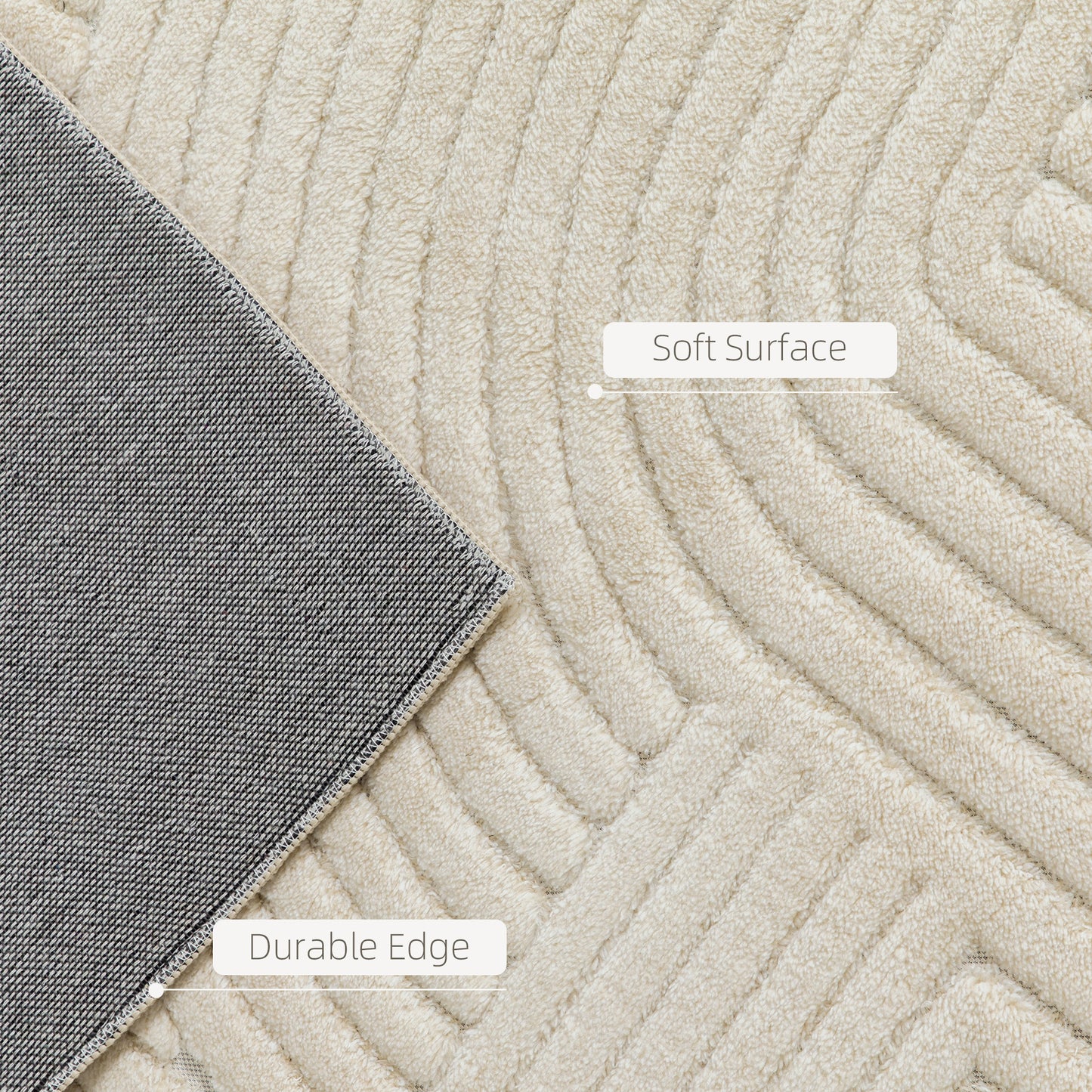 HOMCOM Modern Geometric Rug, Thick Plush, Non-Slip, 200 x 140 cm – Cream, Living Room/Bedroom/Office