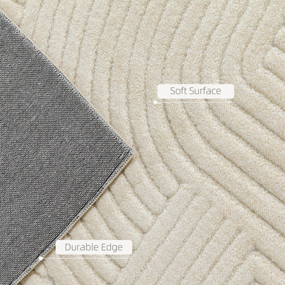 HOMCOM Modern Geometric Rug, Thick Plush, Non-Slip, 200 x 140 cm – Cream, Living Room/Bedroom/Office