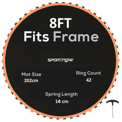SPORTNOW Trampoline Replacement Mat with Spring Pull Tool, 42 V-Hooks, for 8ft Trampoline using 14cm Springs, Orange