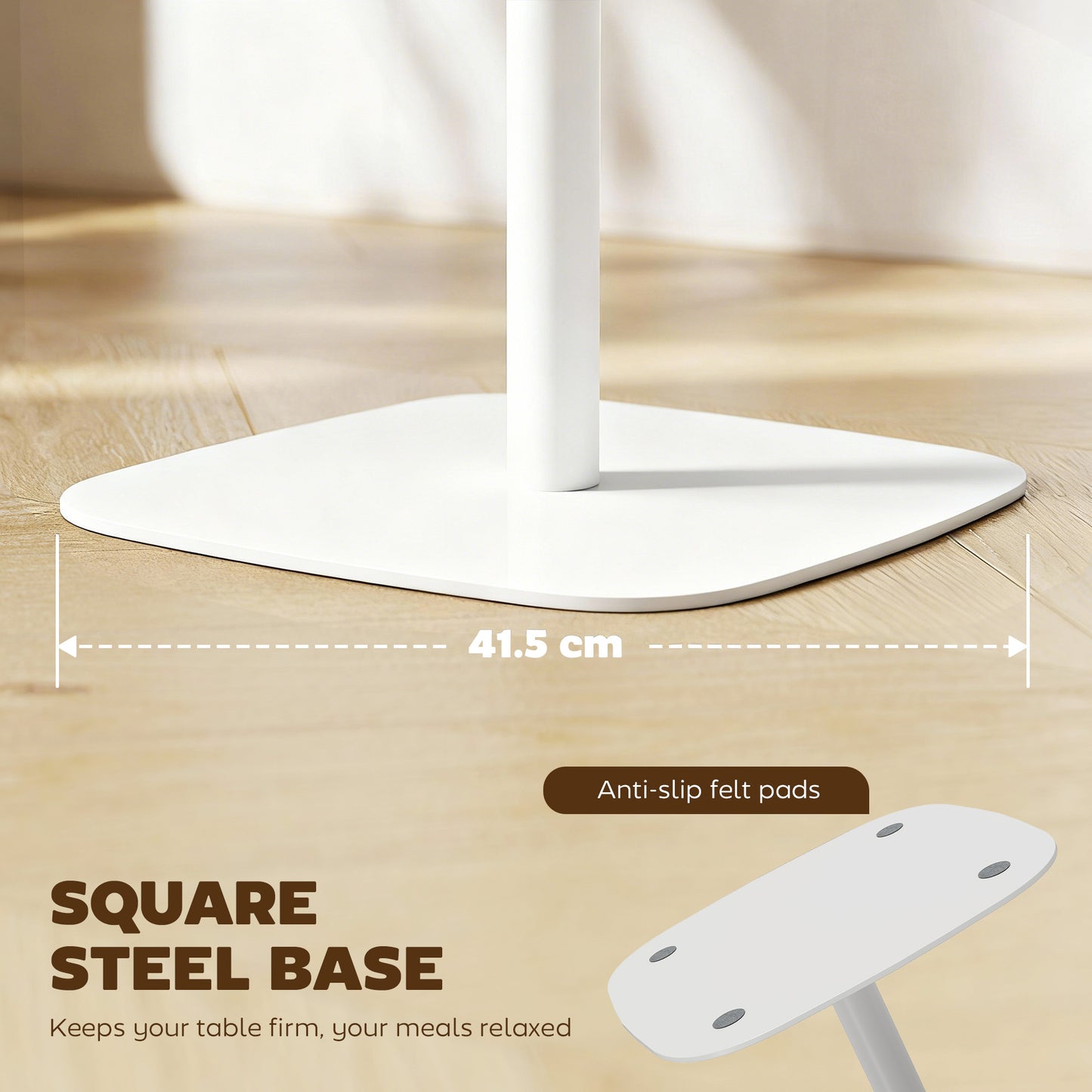 HOMCOM Small Dining Table, 60 cm Square Kitchen Table with Wood-veneer Top and Steel Base - Natural Wood Finish