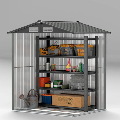 Outsunny 4.3 x 5ft Outdoor Garden Storage Shed - Grey Wood Effect