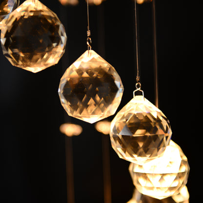 HOMCOM Modern Crystal Chandelier Ceiling Light Pendant Lamp Chrome Finish Glass Droplets New, for Living Room, Bedroom, Hallway, Ф30 x 120cm