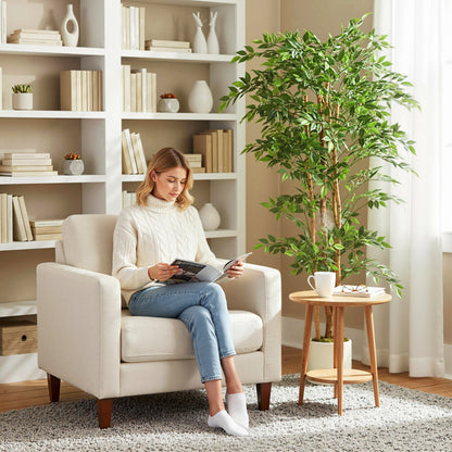 HOMCOM 180cm Artificial Ficus Tree, Fake Potted Tree with Solid Wood Trunk and Pot for Indoor, Green