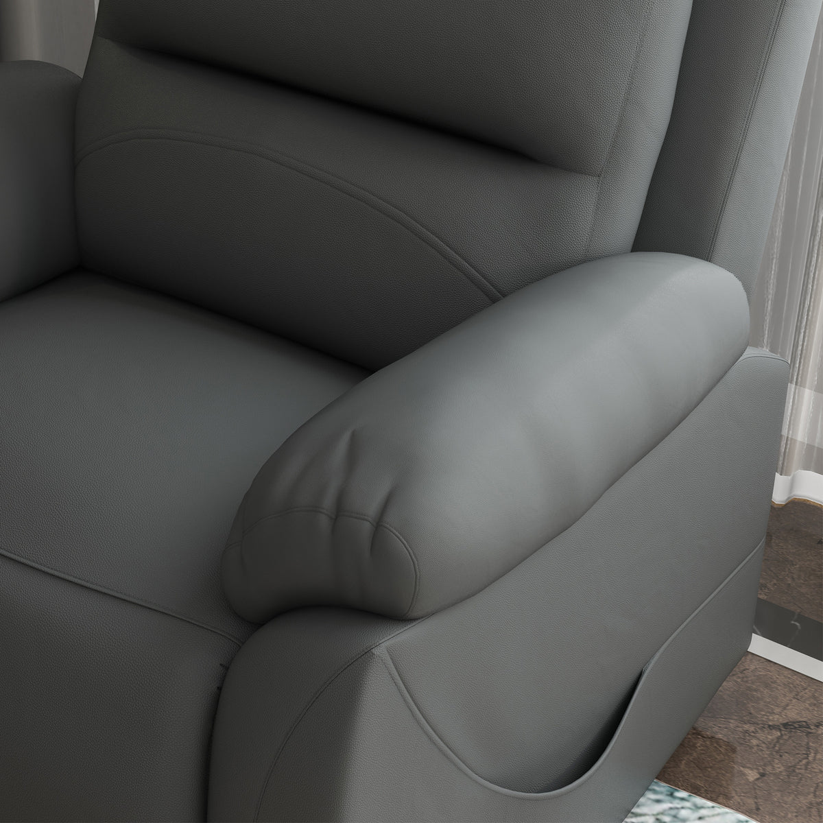 HOMCOM Electric Riser and Recliner with 8 Vibration Massage, PU Leather Power Lift Recliner Chair for Living Room with Side Pockets, Footrest, Grey