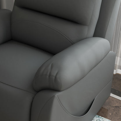 HOMCOM Electric Riser and Recliner with 8 Vibration Massage, PU Leather Power Lift Recliner Chair for Living Room with Side Pockets, Footrest, Grey