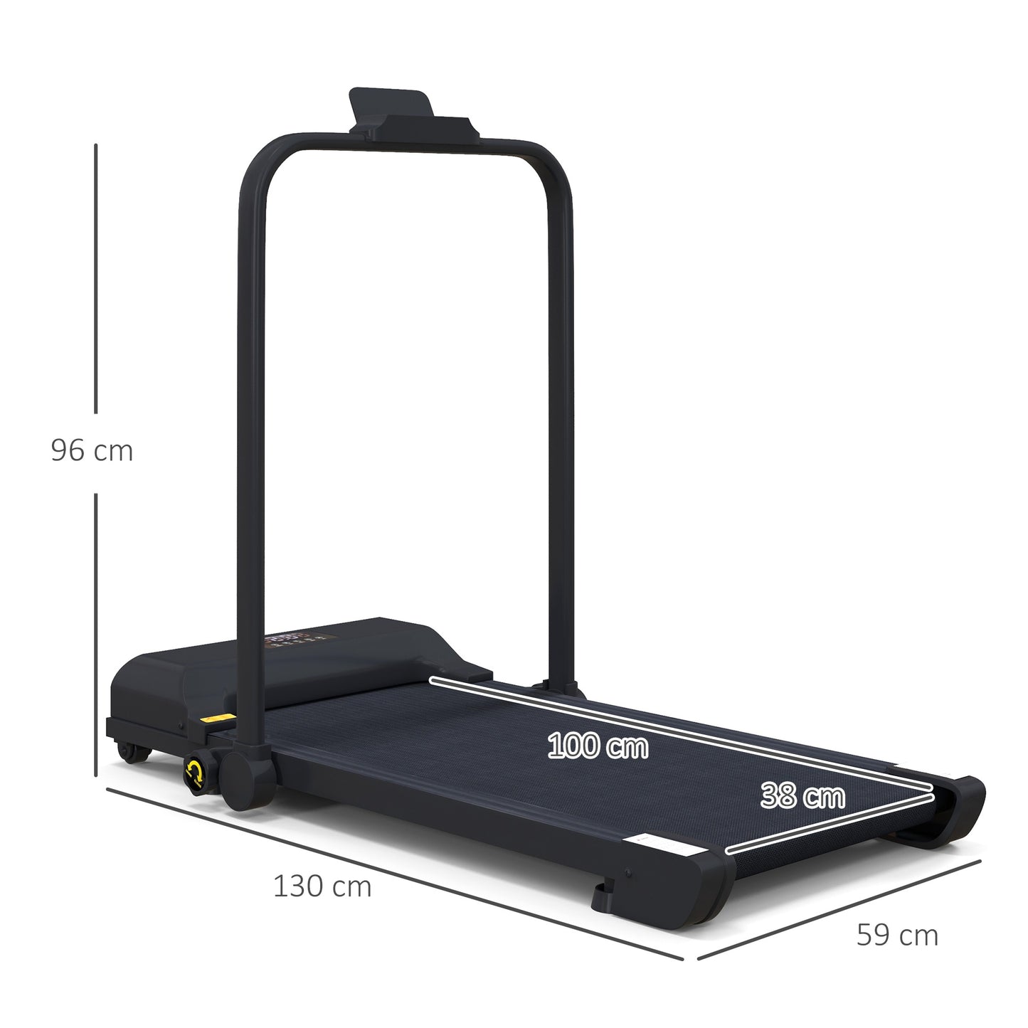 HOMCOM Walking Pad Treadmill, Folding Under Desk Treadmill, 1-10km/h, with Remote Control, Black