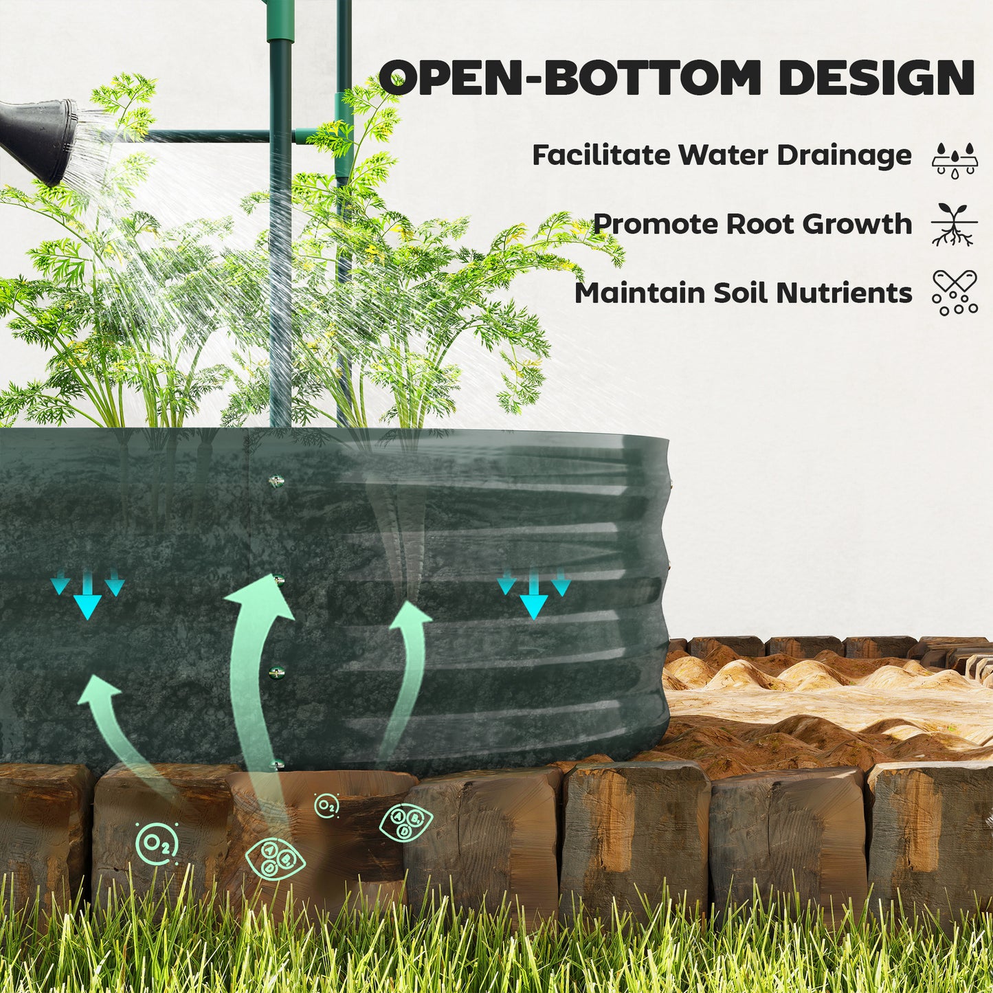 Outsunny Galvanised Raised Garden Bed with Arched Trellis, 4 x 2 x 4.6ft Metal Raised Bed for Garden with Open Bottom, Dark Grey