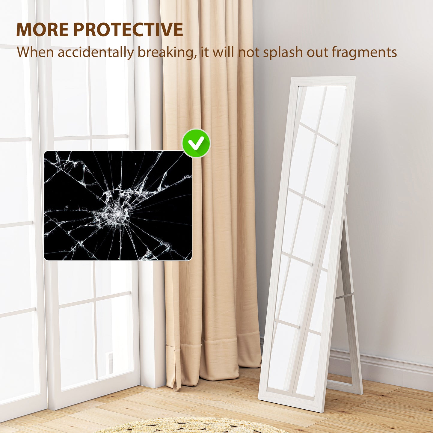 HOMCOM 37 x 157 cm Full Length Mirror - White