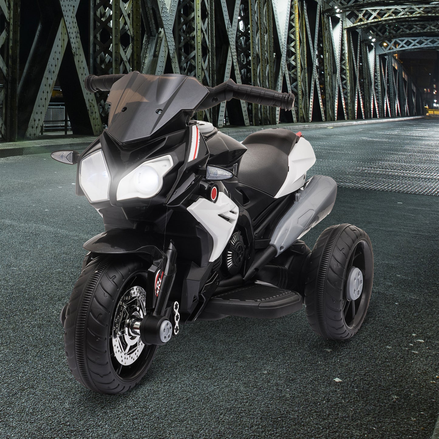 HOMCOM Kids Electric Motorcycle Ride-On Toy, with Three Wheels, Music, Horn, Lights