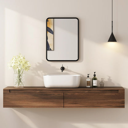 HOMCOM Rectangular Wall Mirror with HD Glass - Black