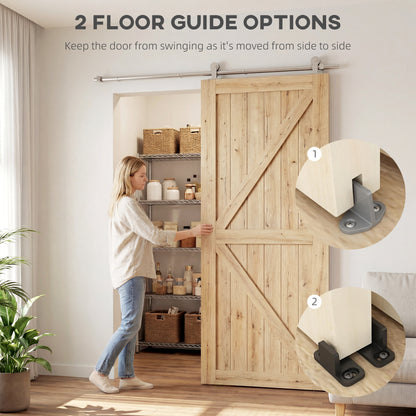 HOMCOM Sliding Door Hardware Kit Smooth Quiet 304 Stainless Steel for 200cm Track Sliver Tone