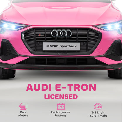 HOMCOM 12V Kids Electric Ride on, Electric Car for Kids with Parental Remote, Music, Lights, Suspension Wheels, Pink