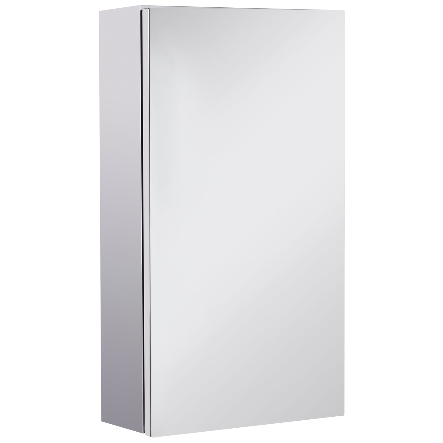 HOMCOM Stainless Steel Bathroom Mirror Cabinet, Wall Mounted Bathroom Cabinet with Mirror for Small Cloakroom Compact Space, 30 x 14 x 55 cm