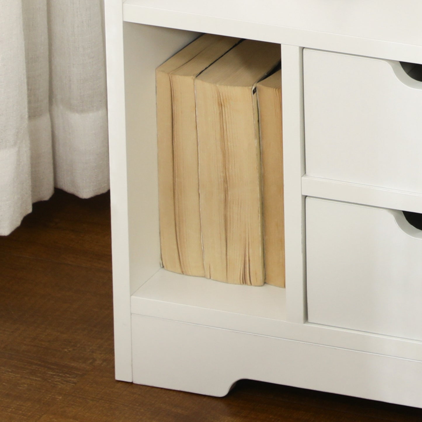 HOMCOM Bedside Table, Small Bedside Cabinet with 2 Drawers and Storage Shelves, Modern Nightstand for Bedroom, White