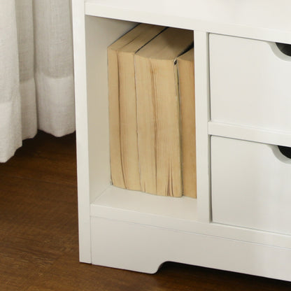 HOMCOM Bedside Table, Small Bedside Cabinet with 2 Drawers and Storage Shelves, Modern Nightstand for Bedroom, White