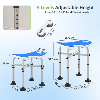 HOMCOM 39-51.5cm 'U' Seat Padded Shower Stool - Dark Blue
