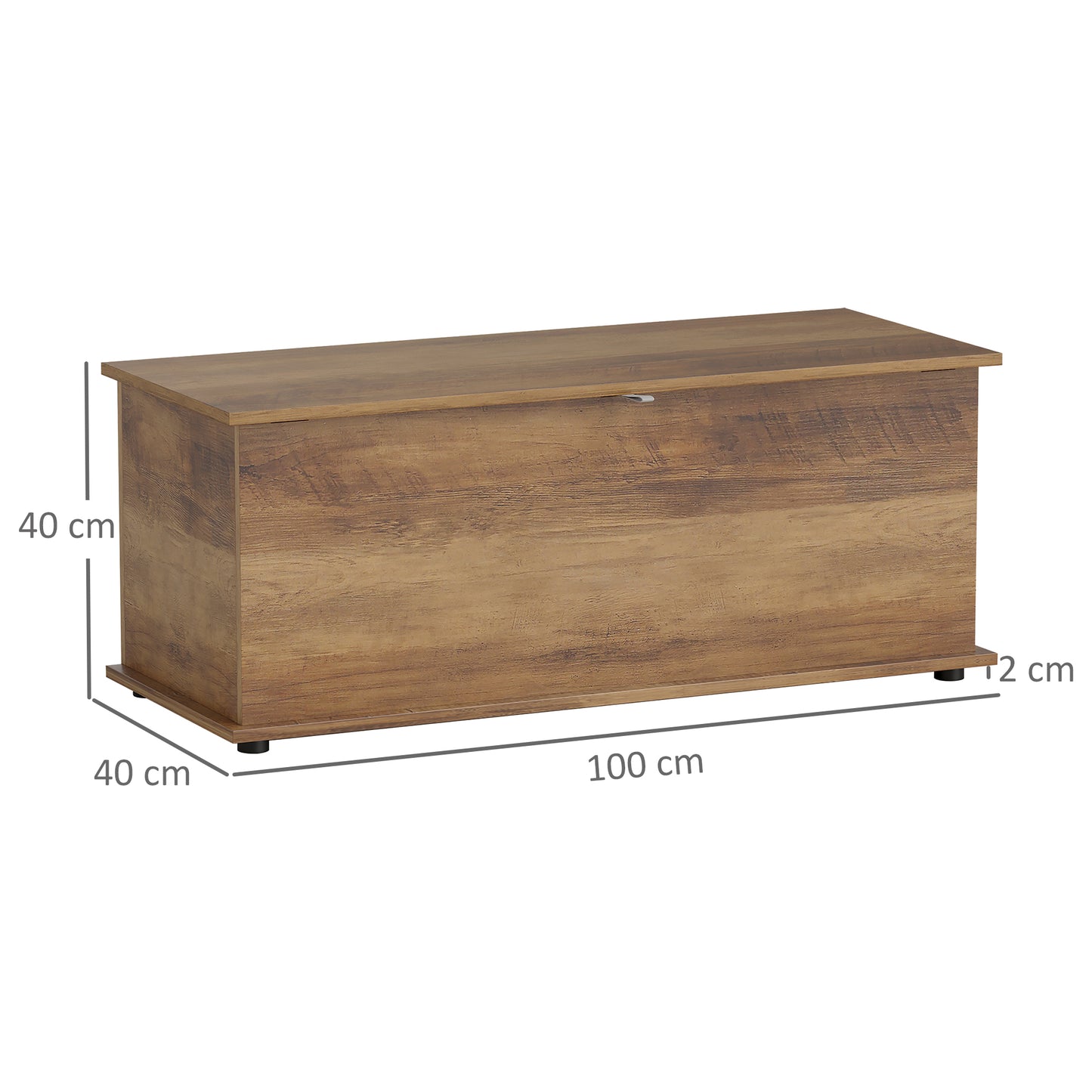 HOMCOM Storage Chest, Large 113L Blanket Box, Shoe Bench with Safety Hinged Lid, Storage Trunk, Bed End Bench for Bedroom, Hallway, Living room, Playroom, 100 x 40 x 40cm, Brown Wood Grain--ChewyGames-ChewyGames