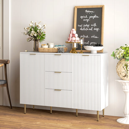 HOMCOM 2-Door Sideboard with 3 Drawers and Adjustable Shelves - White-Sideboards-ChewyGames-ChewyGames