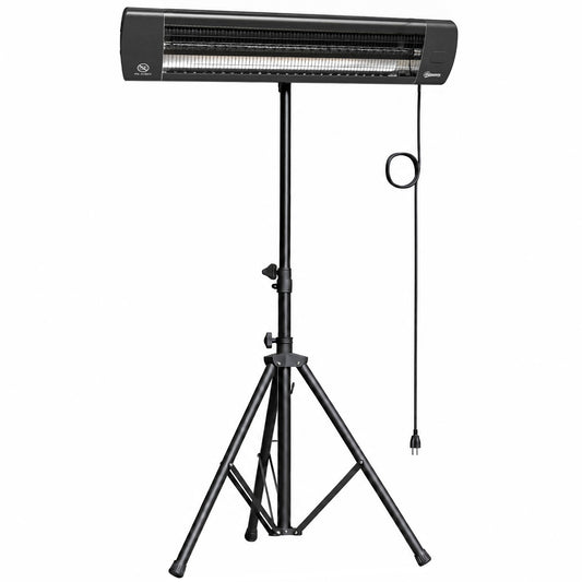 Outsunny 2500 W Electric Infrared Patio Heater, IP65 Outdoor Garden Heater with Tripod, 3 Heat Settings, 24H Timer, Black