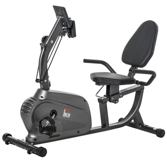 HOMCOM Recumbent Seated Exercise Bike, Recovery Rehab Exercise Bike Home Exerciser, 8-Level Magnetic Resistance Stationary Bike with Pad Holder, LCD Monitor, Wheels for Indoor Cardio Workout, Black
