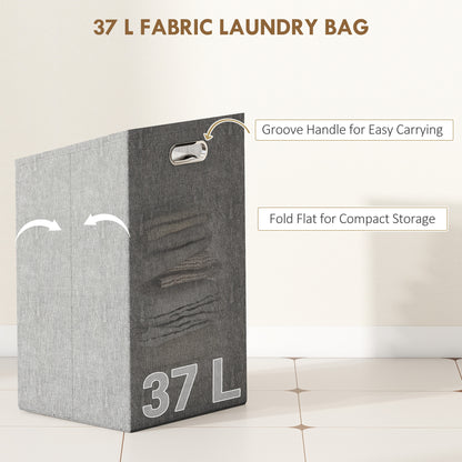 HOMCOM Bamboo Laundry Cabinet with Slatted Door, Bathroom Cabinet with Tilt-Out Hamper and Removable Liner Bag, 40 x 30D x 95 cm, Natural Wood Finish