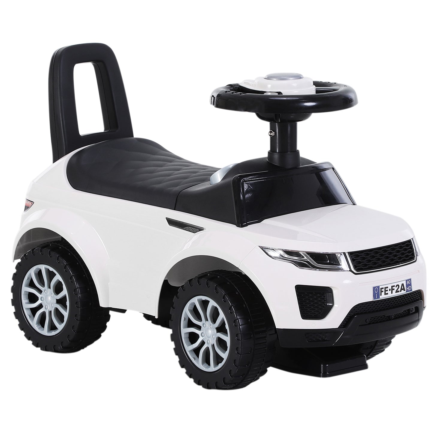 HOMCOM 3-in-1 Ride On Car Foot To Floor Slider Toddler w/ Horn Steering Wheel NO POWER Manual Under Seat Storage Secure Design for 1-3 Year Old White