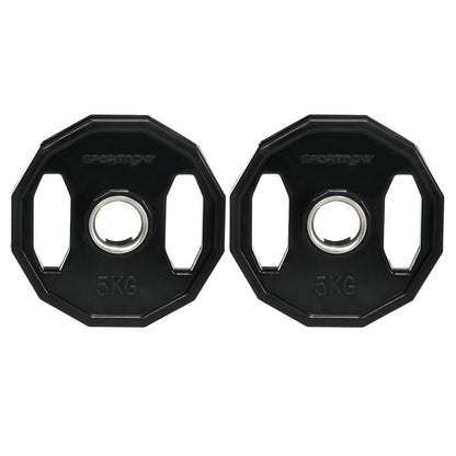 SPORTNOW Olympic Weight Plates Set, Metal and Rubber Bumper Plates Weights Discs with 2"/5cm Holes, for Home Gym Weight Lifting Strength Training, 2 x 5kg, Black