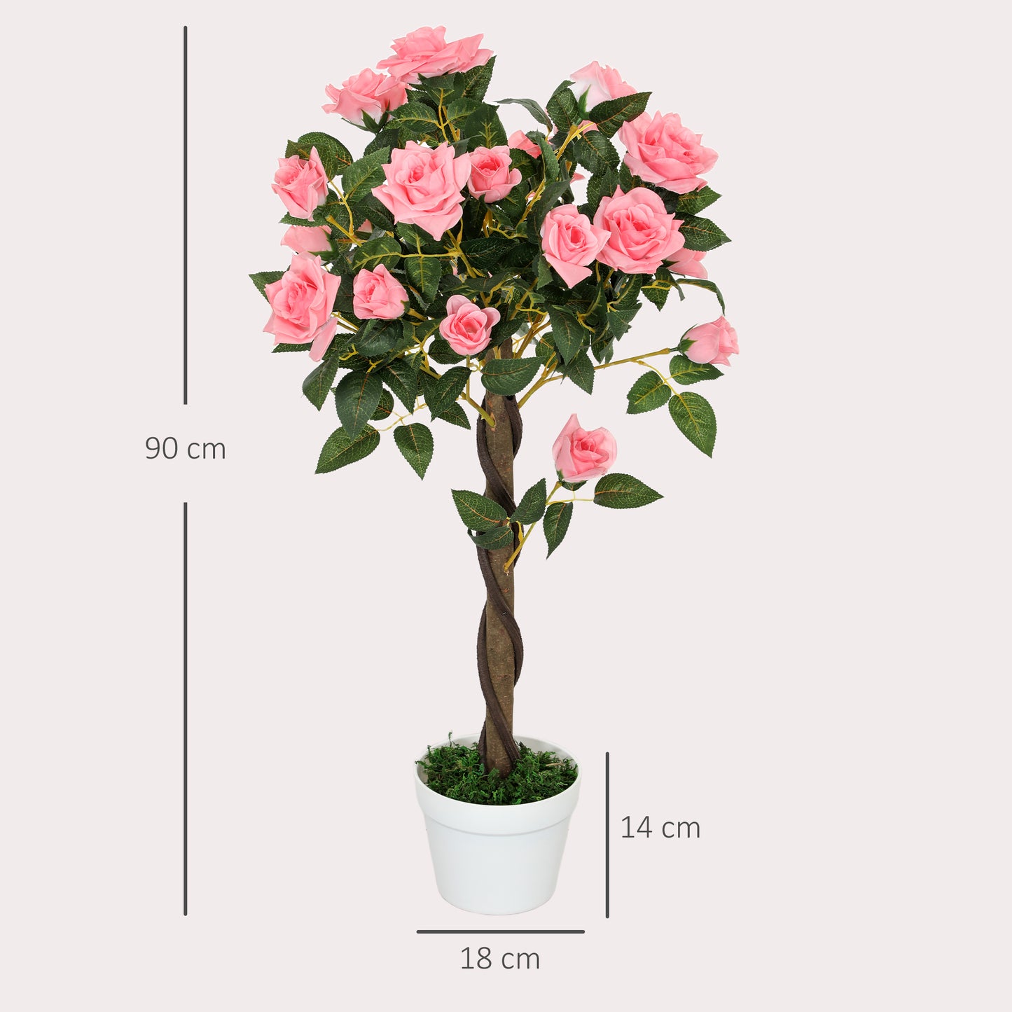 Outsunny Set of 2 Artificial Plants Pink Rose Floral in Pot, Fake Plants for Home Indoor Decor, 90cm--ChewyGames-ChewyGames
