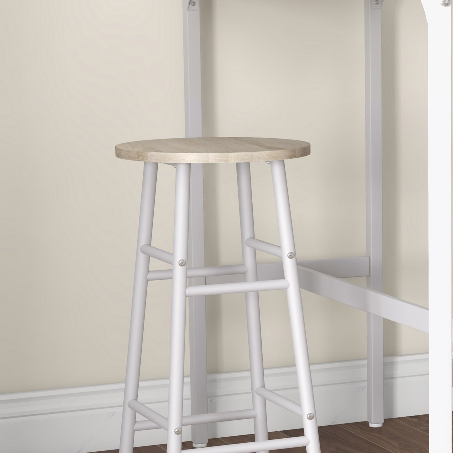HOMCOM 3 Piece Bar Table Set with 2 Stools, Industrial Bar Table and Stool, Dining Table and Chair, Oak