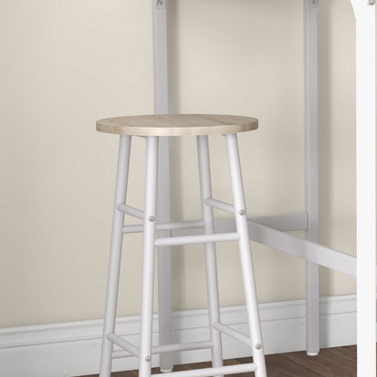 HOMCOM 3 Piece Bar Table Set with 2 Stools, Industrial Bar Table and Stool, Dining Table and Chair, Oak