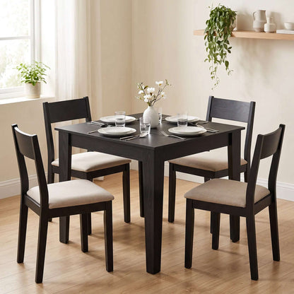 HOMCOM Dining Table for 4, 80L x 80W x 75Hcm, Modern Square Kitchen Table with Wood Effect Tabletop, Black Wood Effect