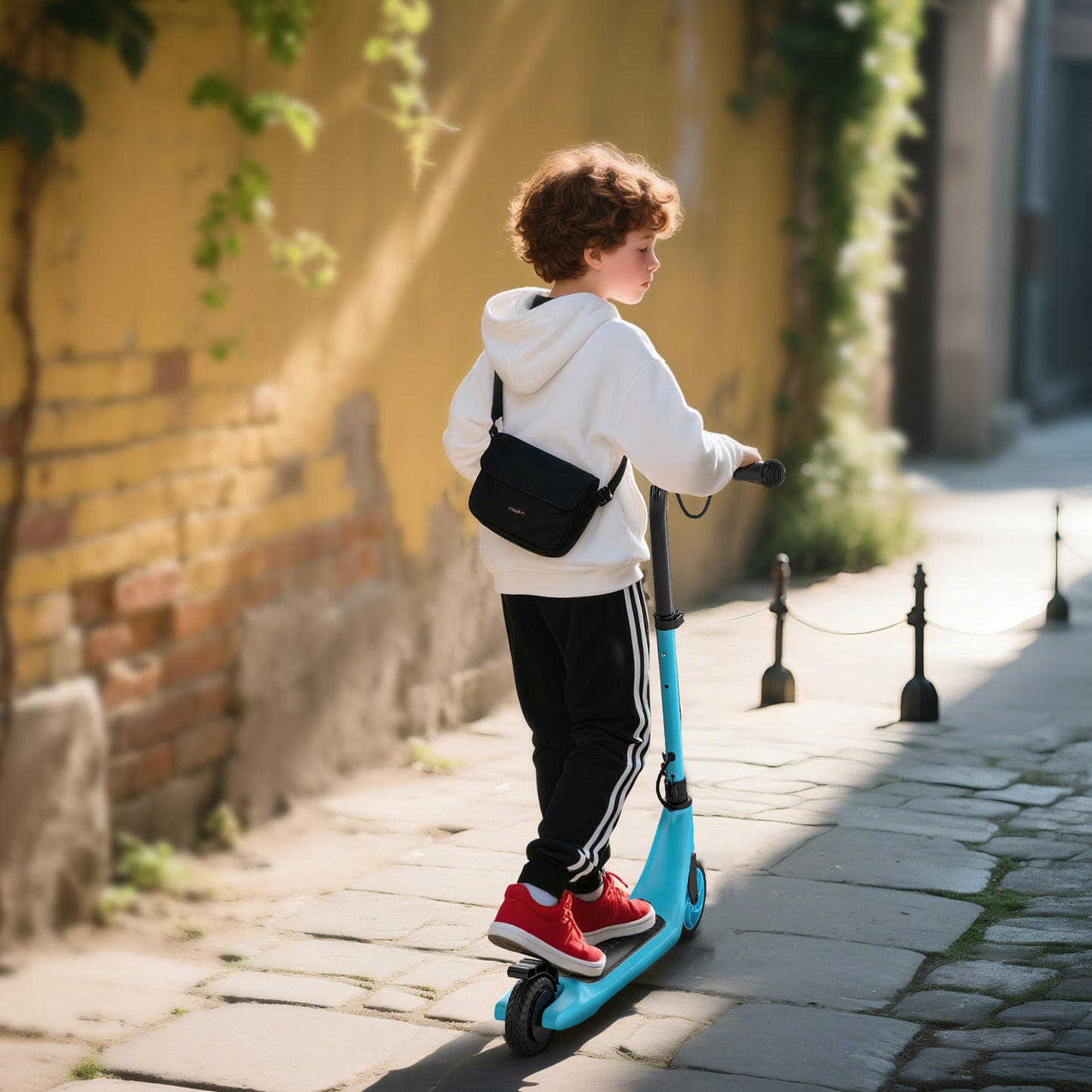 HOMCOM Electric Scooter for Kids 6+, Foldable E Scooter, Up to 8 KM/H, Maximum Range 6 KM, Adjustable Height, Blue