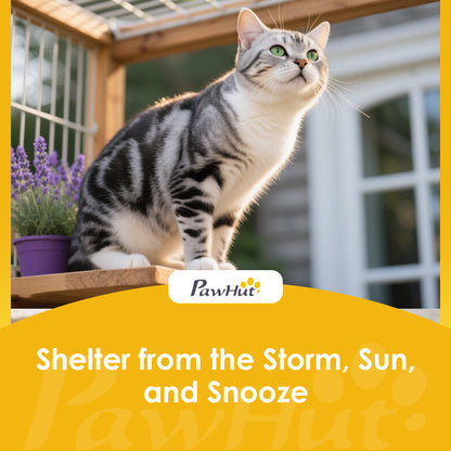 PawHut Outdoor Cat House Insulated with Openable Roof, Weatherproof Feral Cat Shelter for Rabbits, Cats, Grey--ChewyGames-ChewyGames
