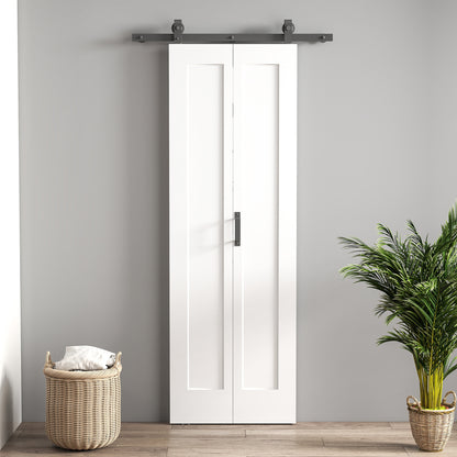 HOMCOM Slide Door, 70cm Modern Sliding Door Set Kit with Steel Rail, White