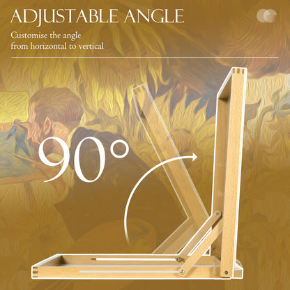 Vinsetto A2 Table Easel, Wooden Drawing Board, Adjustable Desktop Workstation Board for Artists & Crafters, Portable Beech Wood Table Top Box Easel for Painting, Sketching, Arts Crafts