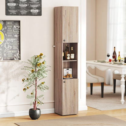 HOMCOM 6-Tier Tall Bathroom Cabinet - Natural