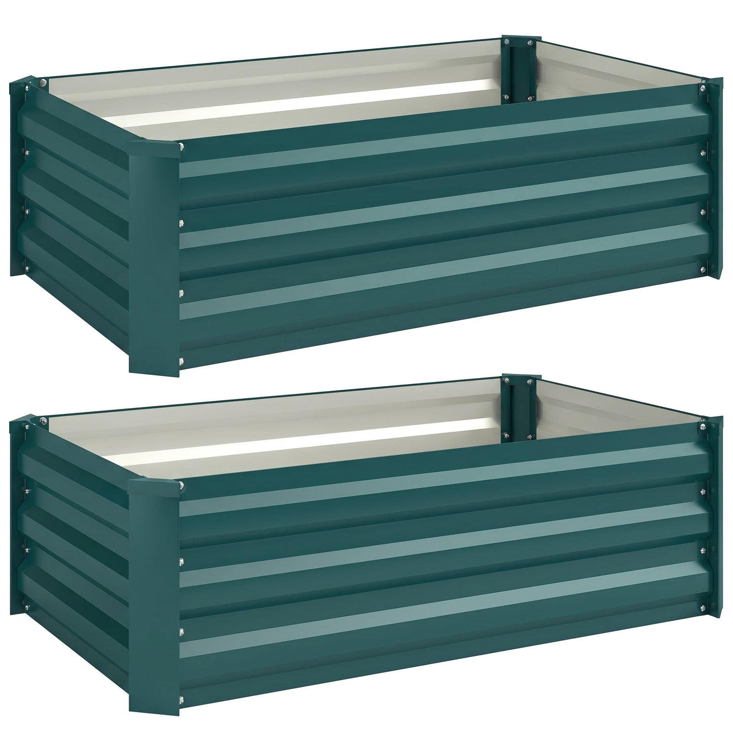 Outsunny Set of Two 100 x 60cm Steel Planter Boxes -Green