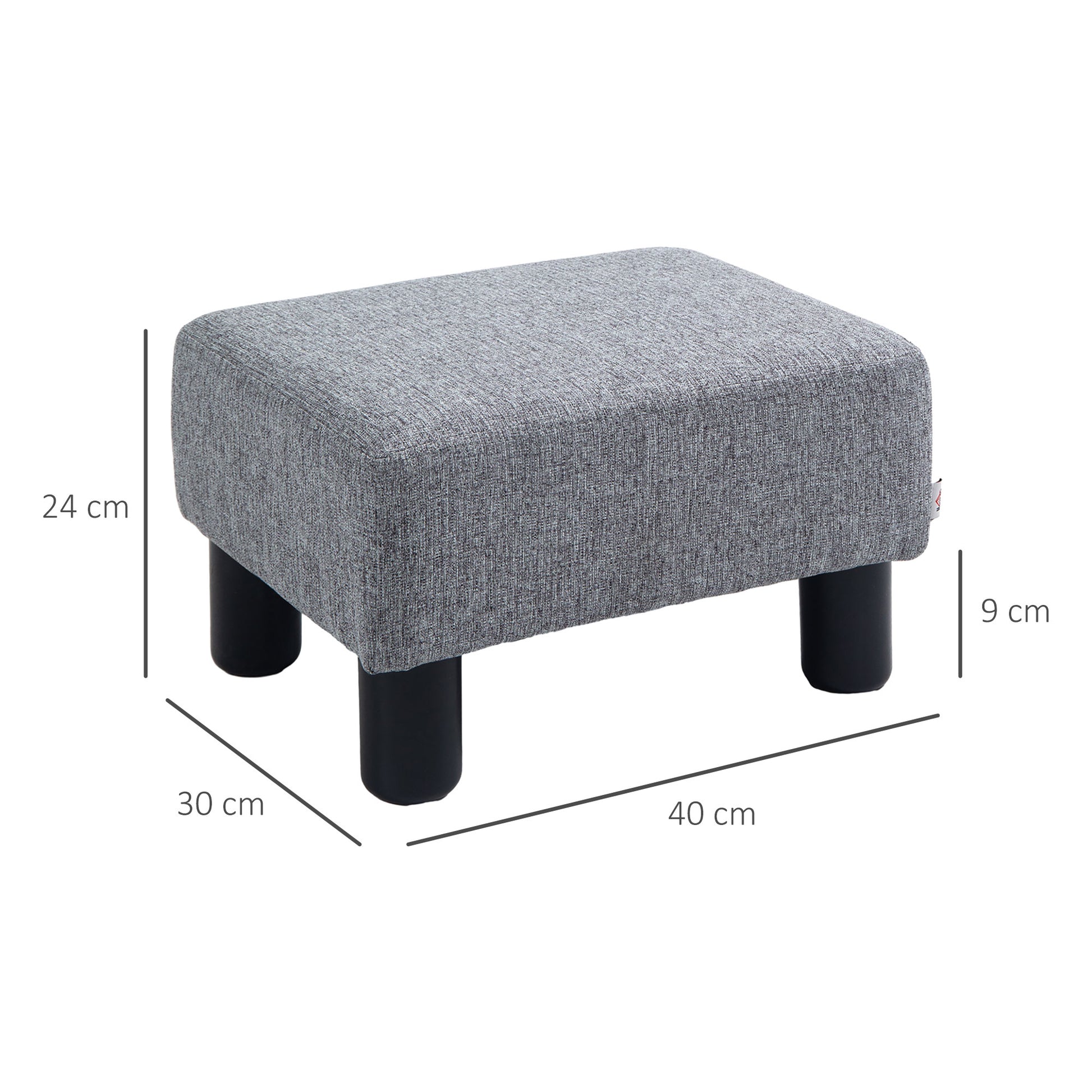 HOMCOM Linen Fabric Footstool Ottoman Cube with 4 Plastic Legs, Grey--ChewyGames-ChewyGames