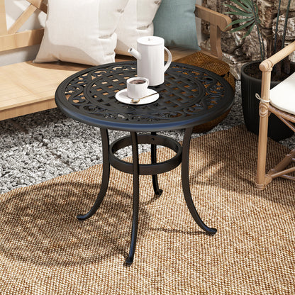 Outsunny Outdoor Garden Table, Cast Aluminium Patio End Table with Anti-slip Foot Pads for Garden, Patio, Balcony, 60 x 60 cm, Black