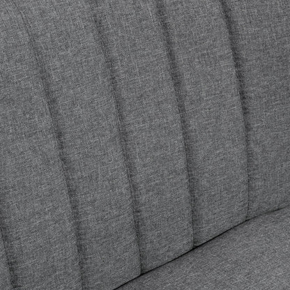 HOMCOM 117cm Loveseat Sofa Upholstered Small 2 Seater Sofa with Thick Padded Seat and Rubber Wood Legs, Grey
