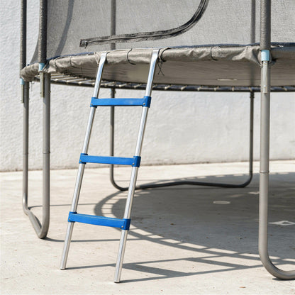 SPORTNOW Trampoline Ladder, 3-Steps with Horizontal Wide Steps, Universal Hook, Galvanised Steel Frame, 150kg Load Capacity