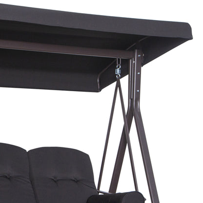 Outsunny 3 Seater Swing Chair Hammock Chair with Adjustable Canopy, Black
