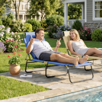 Outsunny Reading Hole Sun Lounger - Blue