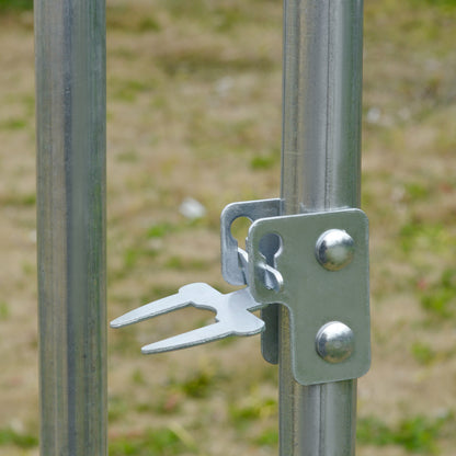 PawHut Walk In Chicken Run Galvanised Chicken Coop Hen Poultry House Cage Water-Resist Cover, Silver