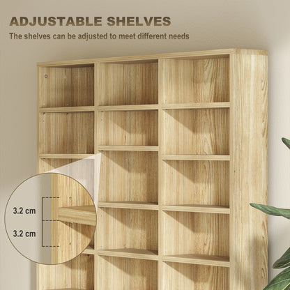 HOMCOM CD Storage Unit with Adjustable Shelves, 102 x 195 cm, Oak Tone