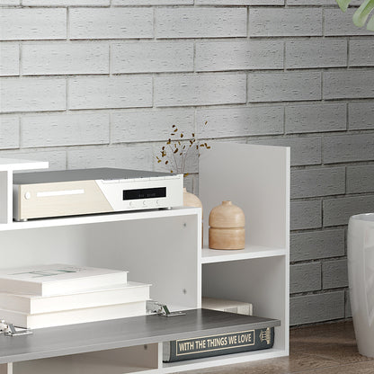 HOMCOM TV Cabinet with Wall Shelf for Wall-Mounted 65" TVs or Standing 40" TVs - White and Grey