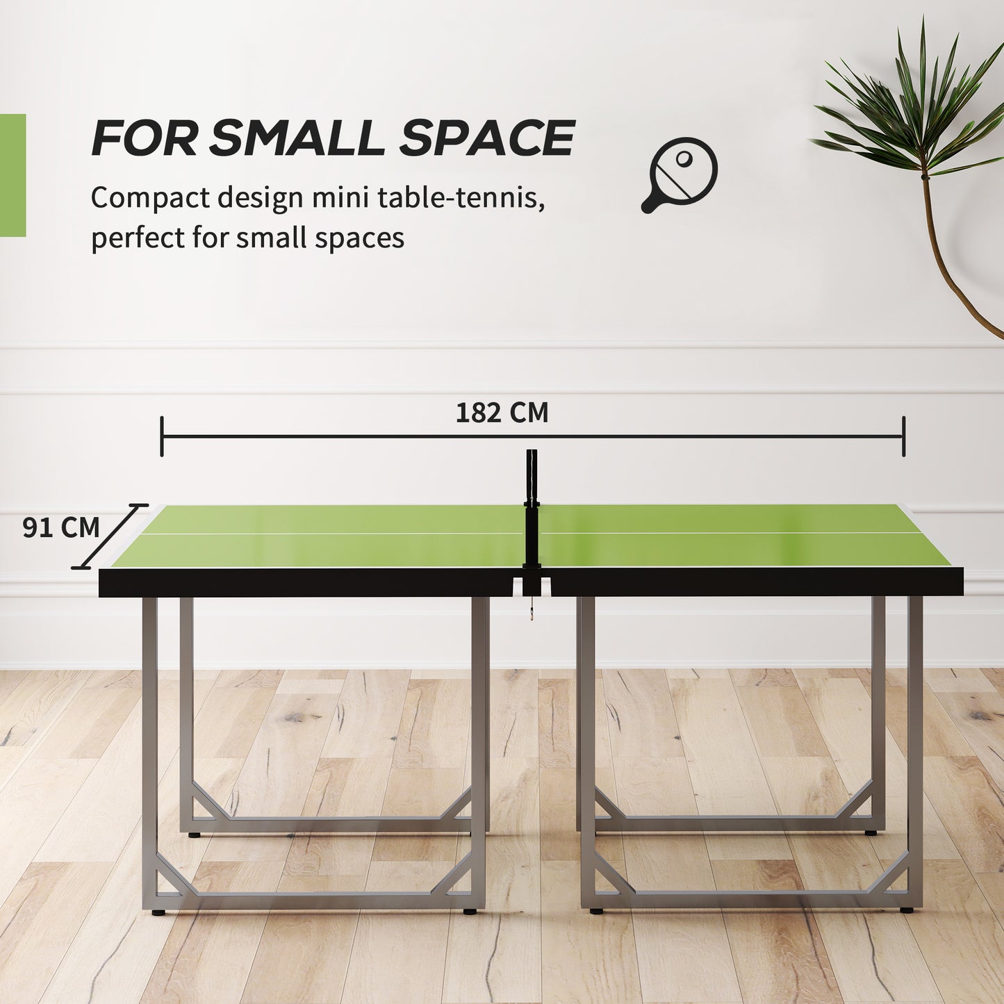 HOMCOM 6ft Table Tennis Table, Ping Pong Table with Net, Foldable and Portable Ping Pong Set for Indoor Outdoor Use, Easy Assemble, Midsize, Green