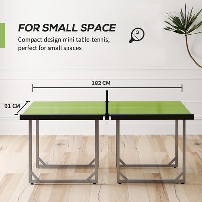 HOMCOM 6ft Table Tennis Table, Ping Pong Table with Net, Foldable and Portable Ping Pong Set for Indoor Outdoor Use, Easy Assemble, Midsize, Green